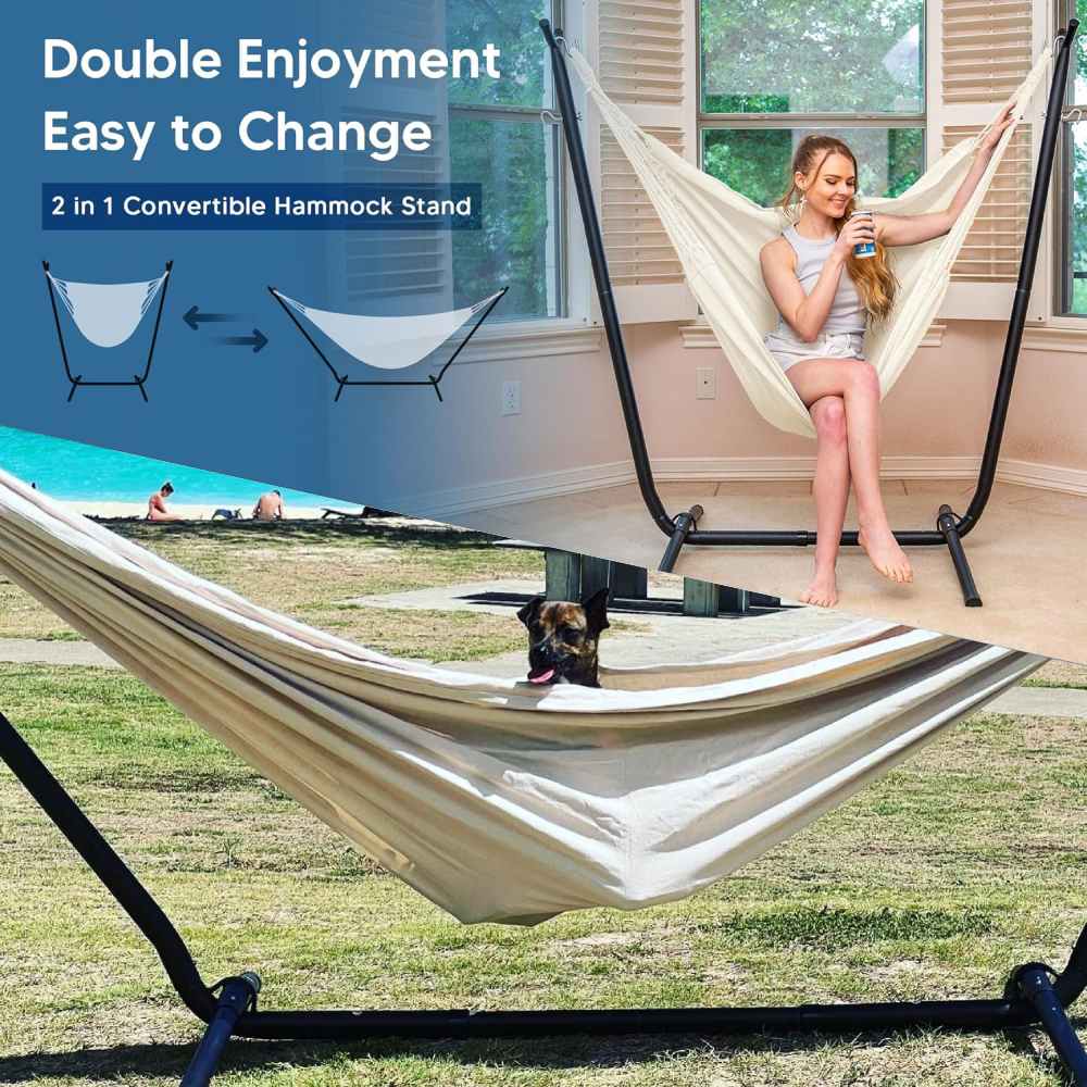 Portable Hammocks with Stand (Beige): image 9